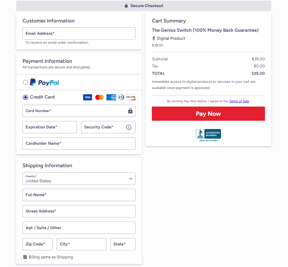  The Genius Switch Checkout Page